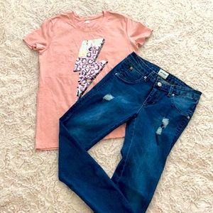 HUDSON Denim jeans and Graphic flip sequence tee